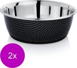 Adori Rvs Voerbak Non-Slip Zwart – Hondenvoerbak – 2 X 13.50 Cm