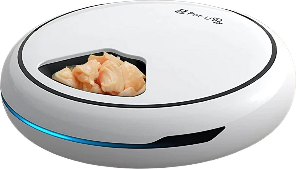 Automatische Voerbak Kat En Hond Voerautomaat Met Smartphone Besturing Wit