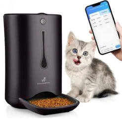 Automatische Voerbak Kat En Hond – Voerautomaat Kat – Voerdispenser Voor Huisdier – Smartphone Besturing – Zwart – Compatibel Met 2,4Ghz