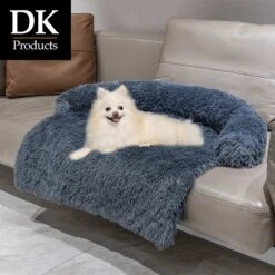 DKProducts Hondendeken Voor Bank – Hondenkleed Fluffy Antraciet – Pluche Hondenmand – Hondenmand Premium – Volledig Afritsbaar – 95 X 87 X 16cm – M