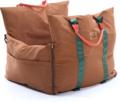 Dogs&Co Luxe Honden Autostoel Royal+ BRUIN Waterproof – Zeer Luxe Hondenmand Voor In De Auto – Comfortabele Honden Autozitje – Veilig Auto Bench Voor Puppy En/of Hond