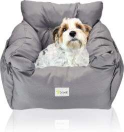 Doxie® Autostoel Hond – Hondenmand – 2 In 1 – 60 X 50 Cm – Wasbaar – Antislip – Waterbestendig – Incl. Autogordel – Maat M – Donkergrijs