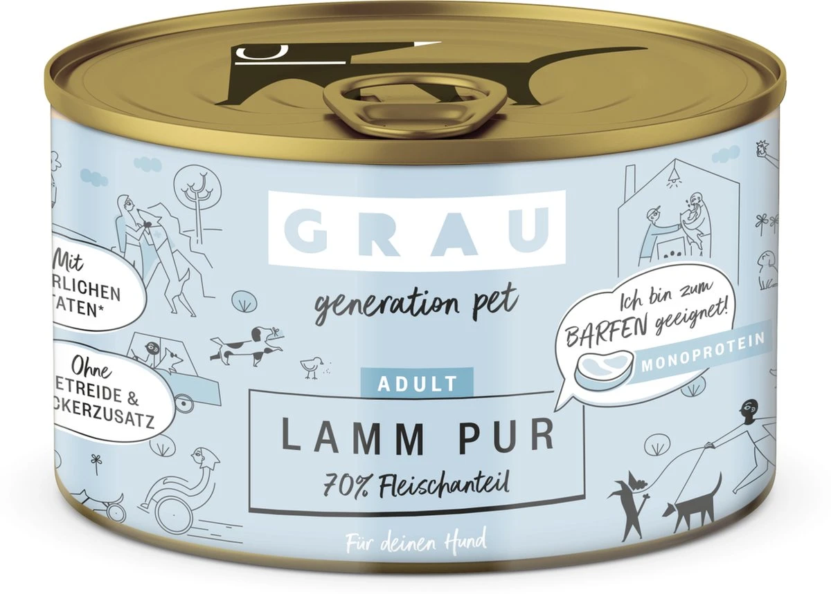 Grau -honden Natvoer- Lamm -6x 200 Gr.