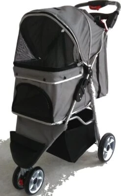 Hondenbuggy Grijs 3-wieler – Huisdieren Wandelwagen Inklapbaar – Dogs&Co