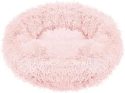 Hondenmand Donut – Hondenkussen – Poezenmand Fluffy – 60cm – Roze – Wasmachine Bestendig