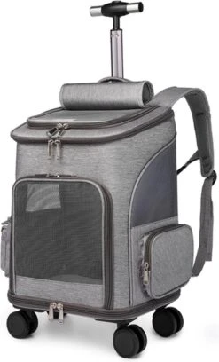 N/A Luxe Hondentrolley – Grijs – Hondenrugzak – Hondenbuggy – Hondentas – Rugzak Voor Honden – Honden Reismand -Kattentrolley – Huisdierentrolley