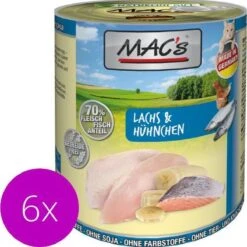 MAC’s Kattenvoer Natvoer Blik – 70% Zalm & Kip – 6 X 800g