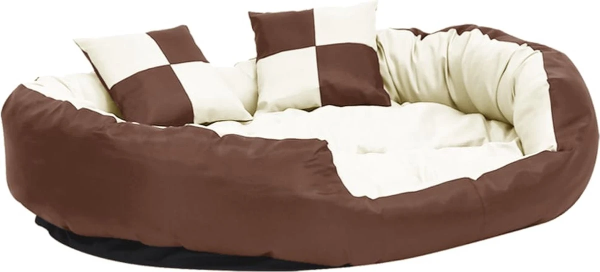 Maison Exclusive – Hondenkussen Omkeerbaar En Wasbaar 110x80x23 Cm Bruin En Crème