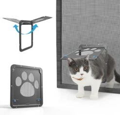 NOVOB® Kattenluik Hordeur (29 X 24cm) – Kattendeur Vliegendeur – Hondenluik – Binnendeur – Ook Geschikt Voor Kleine Honden (+/- 15kg) | Zwart