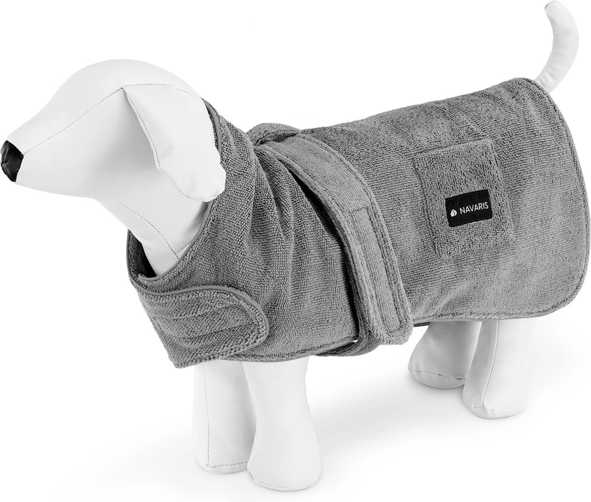 Navaris Hondenbadjas Van Zachte Badstof – Hondendroogjas Met Klittenband – Absorberende Hondenhanddoek Microvezel – Sneldrogende Hondenjas – Maat S