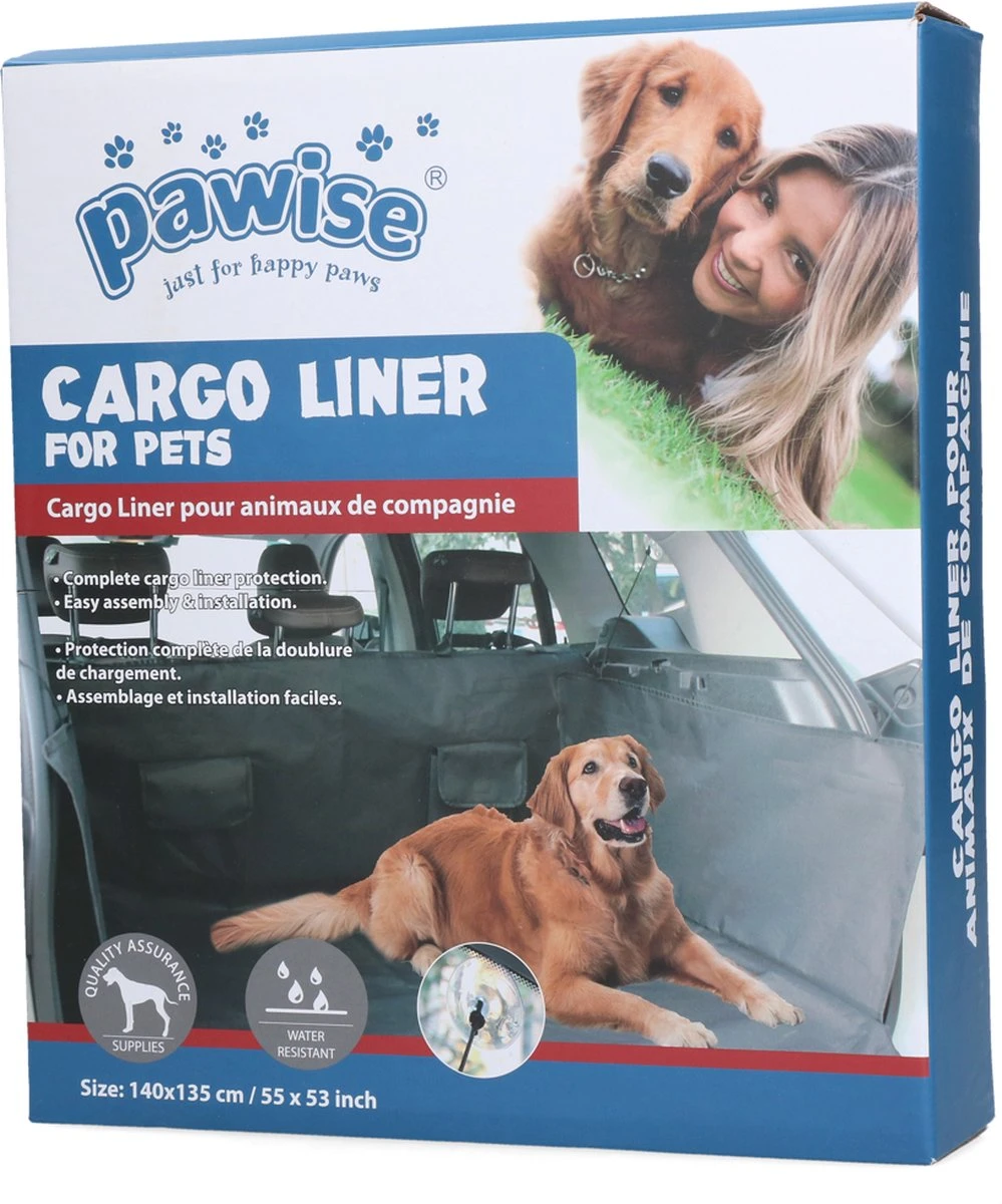 Pawise Honden Autodeken Voor Kofferbak – Waterbestendig – Optimale Bescherming – Met Zuignappen – Extra Bumper Bescherming – 140×135 Cm – Grijs
