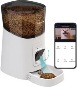 PetHero 3 Voerautomaat Wit – Verstelbare Camera – Smartphone Besturing – Automatische Voerbak Voor Kat Of Hond – 6.0 L