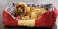 Scruffs Highland Box Bed – Stevige Hondenmand Van Hoogwaardige Chenille Stof Met Anti-slip Onderzijde – Kleur: Rood, Maat: Small