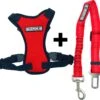 Sharon B – Autoharnas – Hondengordel – Rood – Maat L – Autogordel Met Hondentuigje – Voor Grote Honden – Veilig Onderweg
