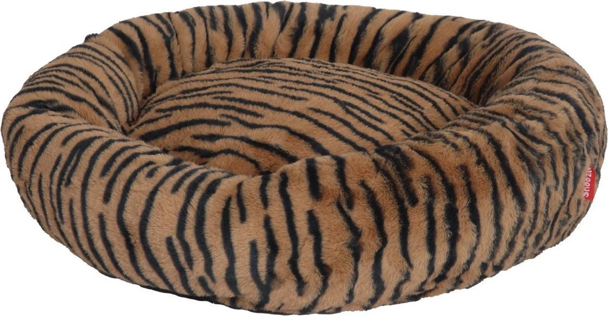 Snoozle Donut Hondenmand En Kattenmand – Superzacht En Luxe – Wasbaar – Fluffy – Hondenkussen – 60cm – Tijger