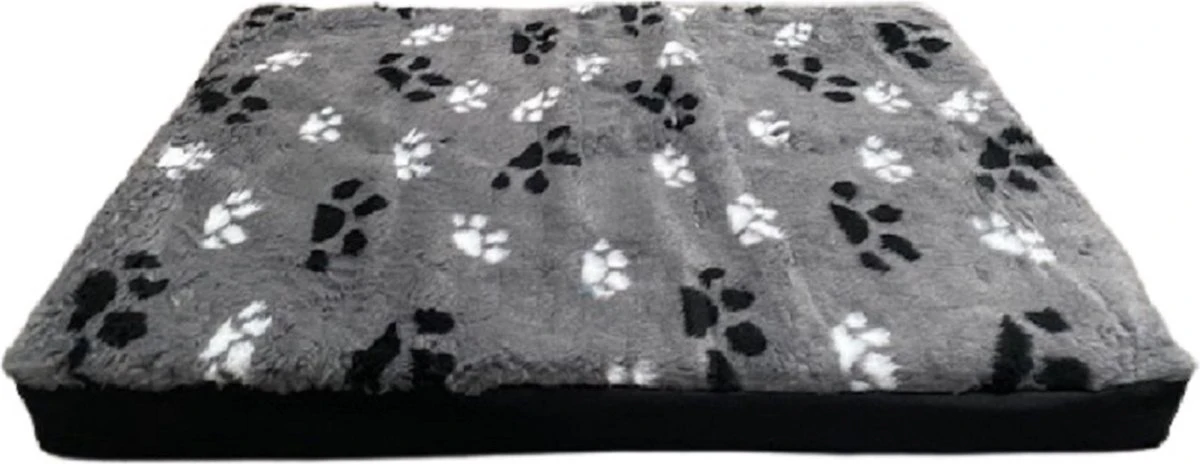 Topmast Blokkussen Hondenmatras Hondenkussen 80 X 55 X 10 Cm Vetfleece Grijs Voetprint