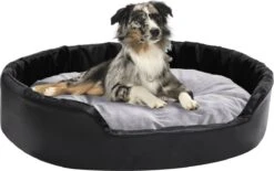 VidaLife Hondenmand 90x79x20 Cm Pluche En Kunstleer Zwart En Grijs