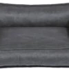 SnObbs Buffalo S Hondenmand – Hypoallergene Hondenbank – Makkelijk Schoon Te Maken Hondenkussen – Lederlook Design Hondenbed – 75 X 55 X 20 – Grijs