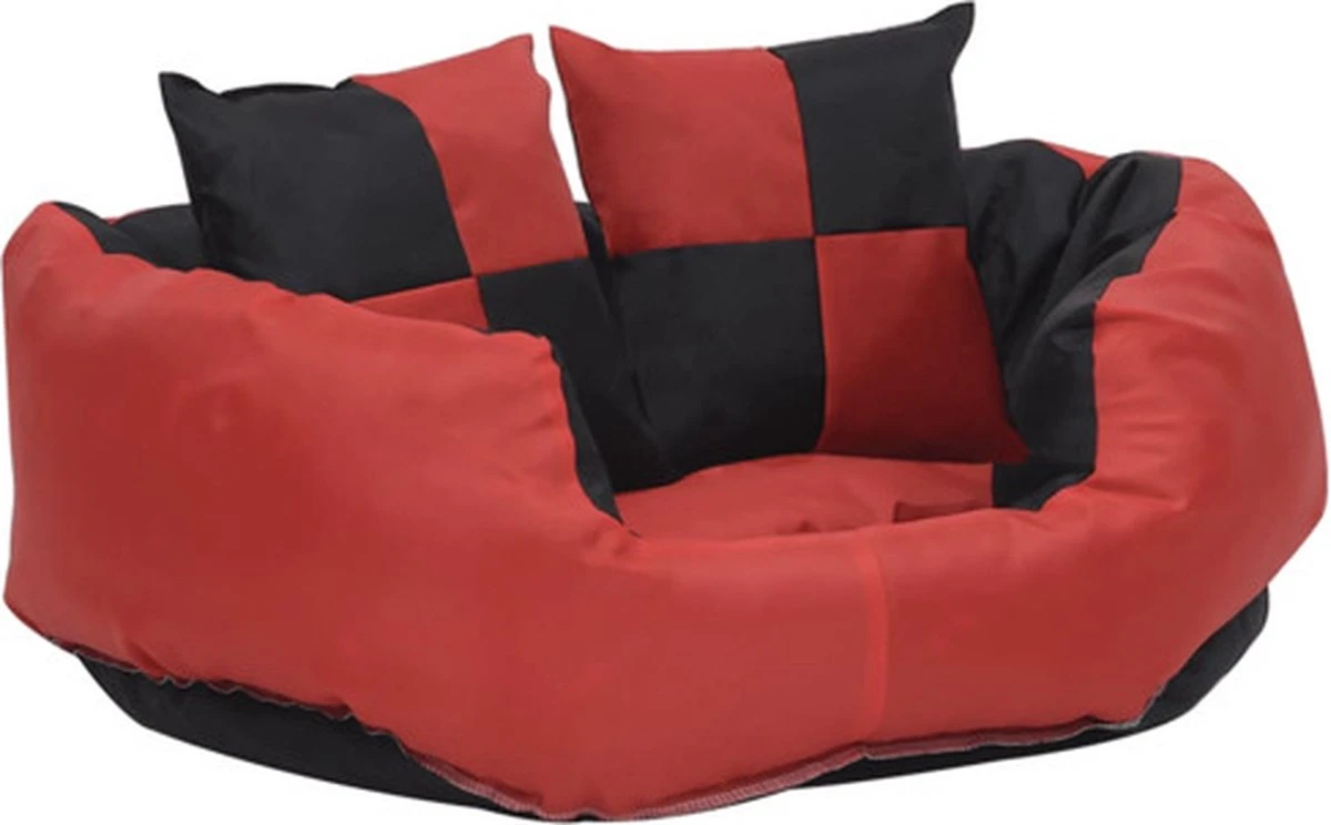VidaXL Hondenkussen Omkeerbaar En Wasbaar 65x50x20 Cm Rood En Zwart