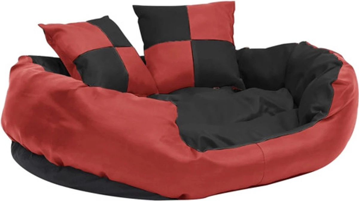 VidaXL Hondenkussen Omkeerbaar En Wasbaar 85x70x20 Cm Rood En Zwart