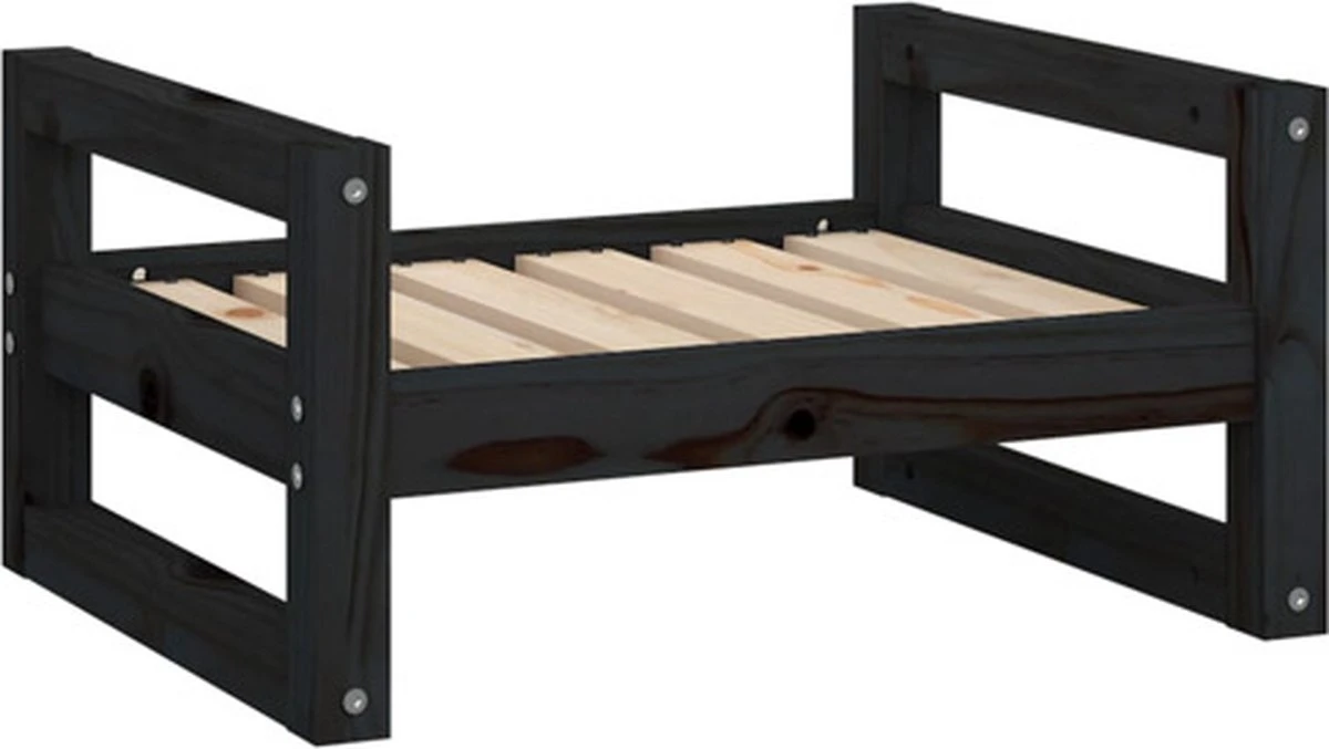 VidaXL Hondenmand 55.5×45.5×28 Cm Massief Grenenhout Zwart