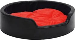 VidaXL Hondenmand 79x70x19 Cm Pluche En Kunstleer Zwart En Rood