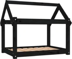 VidaXL Hondenmand 81x60x70 Cm Massief Grenenhout Zwart